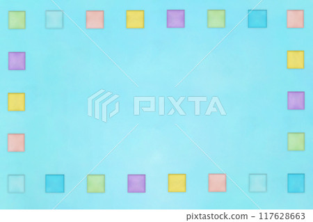 Square colorful paper frame on light blue background Square colorful paper frame on light blue background 117628663