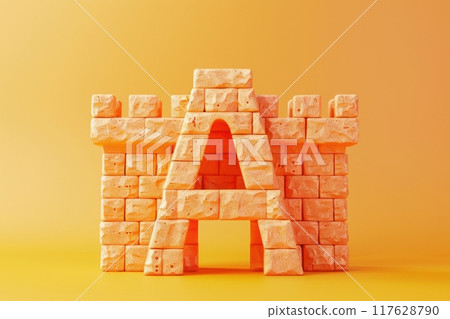 A castle made of bricks with the letters A on it with Generative AI 117628790