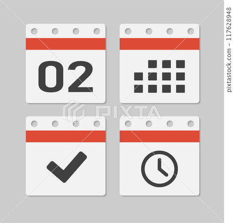 Icon page calendar - 2 day, agenda, timer, done 117628948