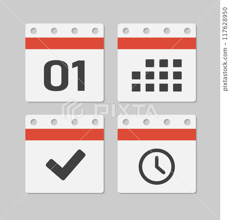 Icon page calendar - 1 day, agenda, timer, done Icon page calendar - 1 day, agenda, timer, done 117628950