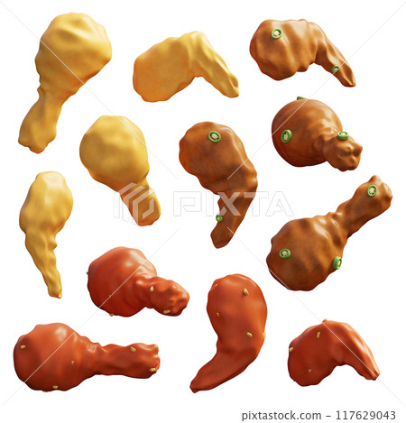 three taste fried chicken 3D graphics three taste fried chicken 3D graphics 117629043
