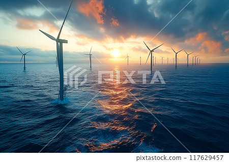 Landscape with Turbine Green Energy Electricity, Windmill for electric power production, Landscape with Turbine Green Energy Electricity, Windmill for electric power production, 117629457