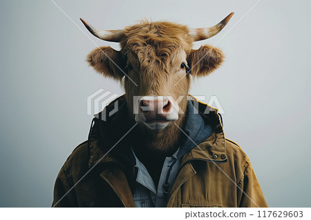 Bull dressed in formal business attire. Leadership concept. 117629603