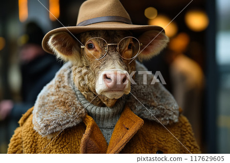 Bull dressed in formal business attire. Leadership concept. Bull dressed in formal business attire. Leadership concept. 117629605