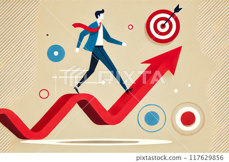 Growth or investment, wealth or earning rising up graph, business sales or profit increase concept 117629856