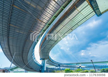 Ebie Junction under construction on the Hanshin Expressway Yodogawa Left Bank Line in Kita-ku, Osaka City Ebie Junction under construction on the Hanshin Expressway Yodogawa Left Bank Line in Kita-ku, Osaka City 117630098
