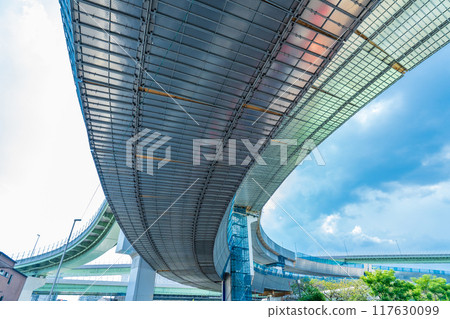 Ebie Junction under construction on the Hanshin Expressway Yodogawa Left Bank Line in Kita-ku, Osaka City Ebie Junction under construction on the Hanshin Expressway Yodogawa Left Bank Line in Kita-ku, Osaka City 117630099