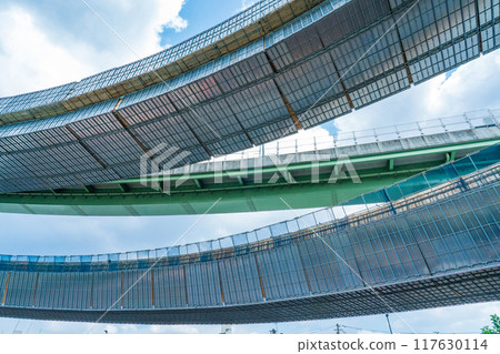 Ebie Junction under construction on the Hanshin Expressway Yodogawa Left Bank Line in Kita-ku, Osaka City 117630114