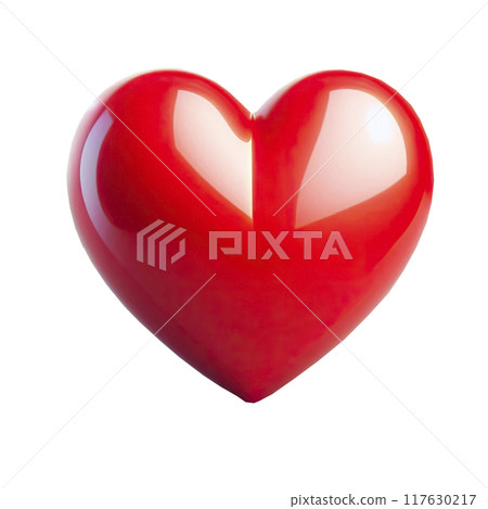 3d Glossy red heart isolated on transparent background 117630217