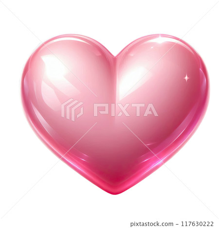 3d Glossy pink heart isolated on transparent background 117630222