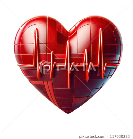 3d Glossy red heart isolated on transparent background 117630223