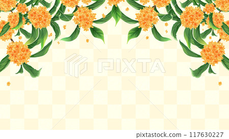 桂花格子圖案秋季日式框架背景16:9 117630227