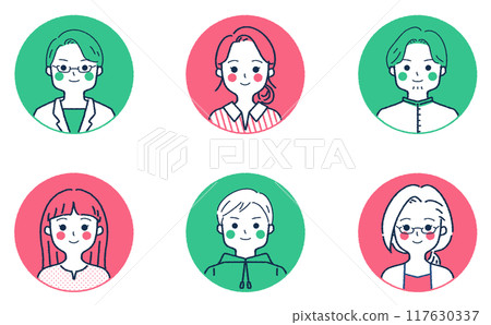 Cute face illustrations of men and women Cute face illustrations of men and women 117630337