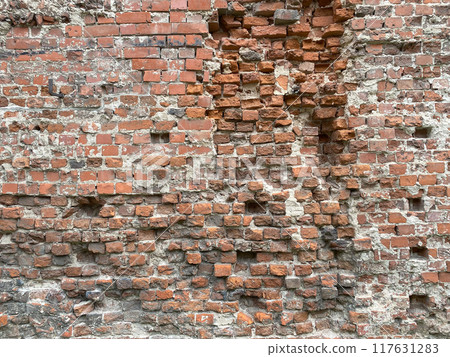 Old red brick wall texture 117631283