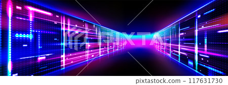 Abstract data center room with bright neon glow Abstract data center room with bright neon glow 117631730