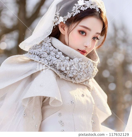 A woman in a white dress A woman in a white dress 117632129