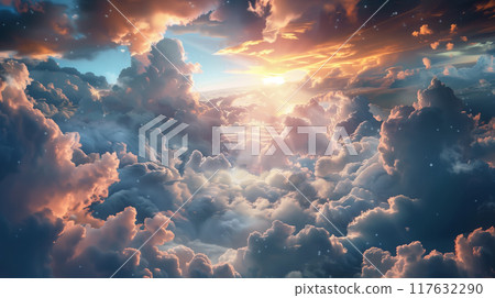 Cloud Stairway to Heaven. Second Coming and Easter concept 117632290