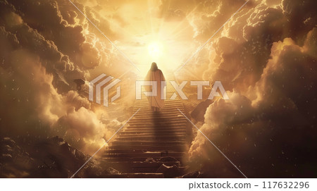 Cloud Stairway to Heaven. Second Coming and Easter concept 117632296