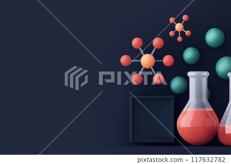 a chemical interface with interactive, floating holograms that display dynamic chemical processes and atomic models, Concept of scientific exploration 117632782