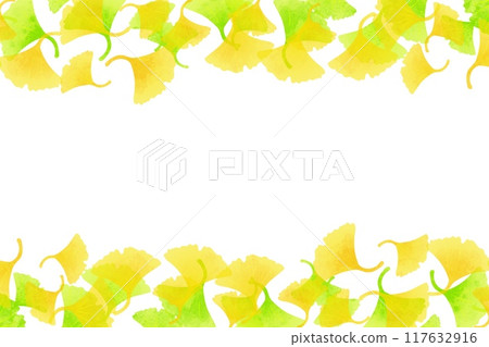 Colorful autumn ginkgo frame painted in watercolor② Colorful autumn ginkgo frame painted in watercolor② 117632916
