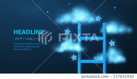 Ladder in clouds. Career growth, innovation development 117632930