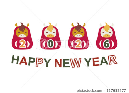 New Year's card postcard material with an illustration of the horse motif for the year of the horse in 2026, Japanese style 117633277