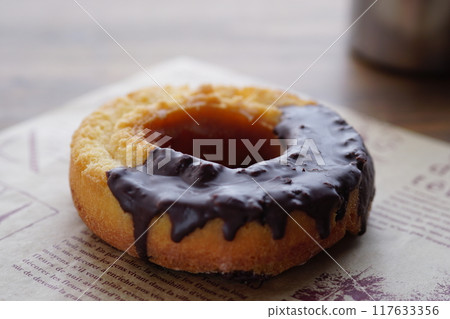 Old Fashioned Chocolate Donut 117633356