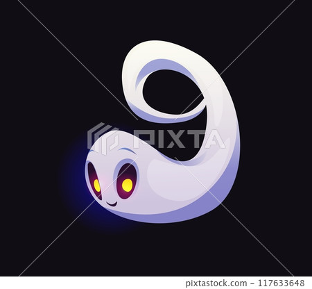 Number nine Halloween ghosts font, scary typeface, horror evil type, spooky monster alphabet. Isolated vector phantom typography digit. Numeral 9 sign in shape of cartoon spook. Math counting symbol 117633648