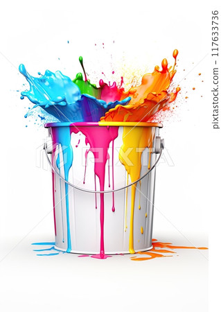 Colorful paint splash in a big bucket. Ai generative 117633736