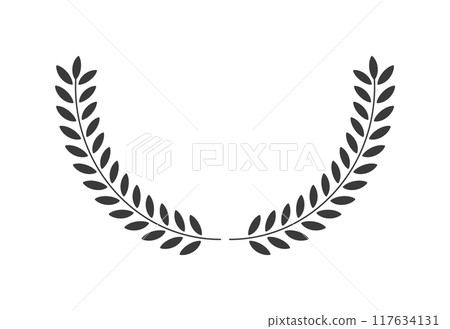 Simple wreath frame of olive and bay leaves - semicircular emblem and decorative border design material Simple wreath frame of olive and bay leaves - semicircular emblem and decorative border design material 117634131