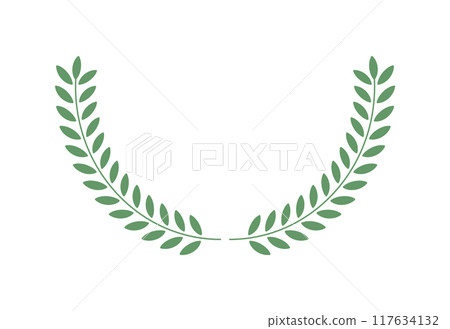 Simple wreath frame of olive and bay leaves - semicircular emblem and decorative border design material 117634132
