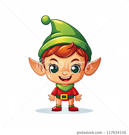 Christmas Elf sticker. Emoticon, icon, clip art design. Generative Ai illustration 117634138