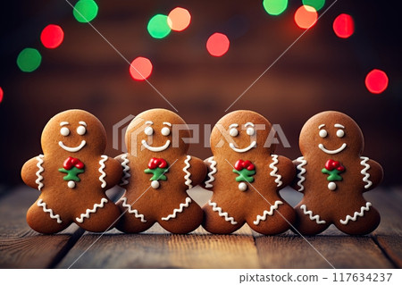 Gingerbread cookies. Traditional Christmas dessert. Generative Ai 117634237