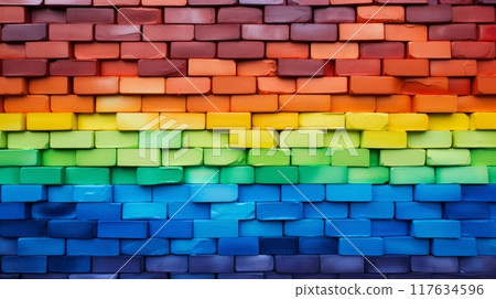 Colorful brick wall abstract background texture. Neural network ai generated art 117634596