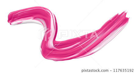 Shiny pink liquid from separate brush strokes on white background. 117635192