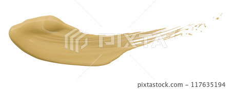 Shiny light brown liquid from separate brush strokes on white background. Shiny light brown liquid from separate brush strokes on white background. 117635194