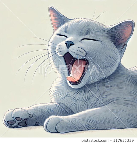 Yawning Russian Blue 117635339