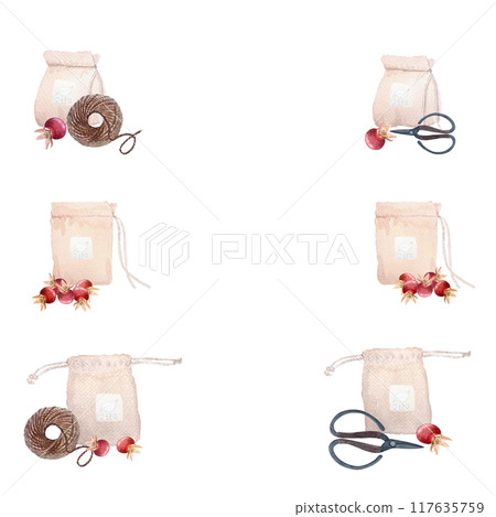Homemade tea bags and rose hips watercolor vertical frame isolated on white. High quality hand drawn art great for stickers, tape, for crafts and hobby, cards, packages, tea, herbal medicine recipes Homemade tea bags and rose hips watercolor vertical frame isolated on white. High quality hand drawn art great for stickers, tape, for crafts and hobby, cards, packages, tea, herbal medicine recipes 117635759