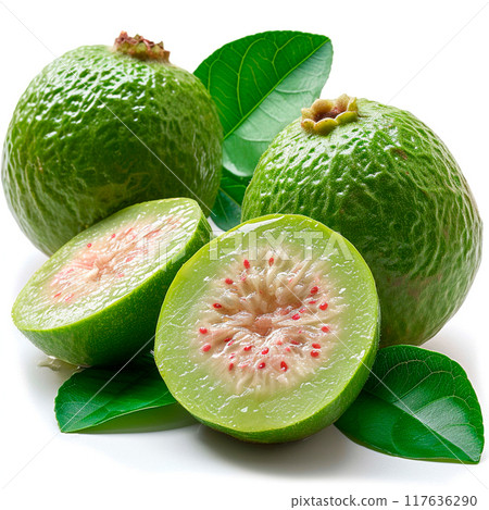 Guava on white isolated background - AI generated image 117636290