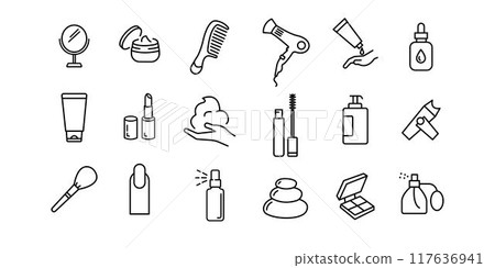 Salon related premium icon set. Vector elements with editable stroke. Isolated on a white background 117636941