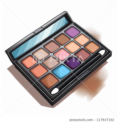Illustration of an eyeshadow palette isolated on a white background Illustration of an eyeshadow palette isolated on a white background 117637192