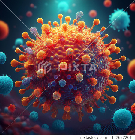 Close-up illustration of a virus 117637201