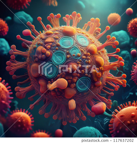 Close-up illustration of a virus 117637202