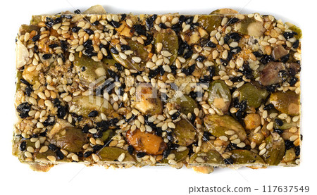 Pumpkin kernel bars isolated on white background 117637549