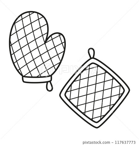 outline oven mitt and potholder 117637773
