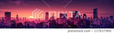 Night of the Metropolitan City downtown cityscape urban skyline tower 117637900