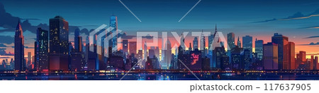 Night of the Metropolitan City downtown cityscape urban skyline tower 117637905