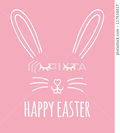 Vector rabbit face with happy Easter text Vector rabbit face with happy Easter text 117638017