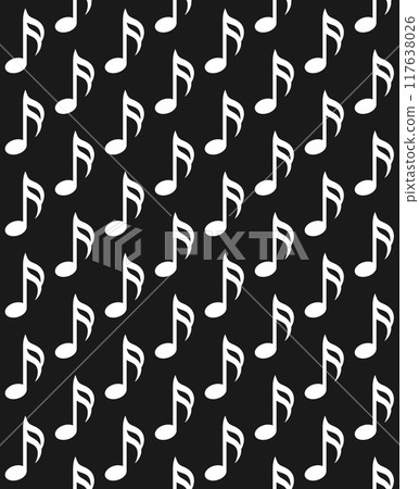 Vector seamless pattern of flat music note 117638026