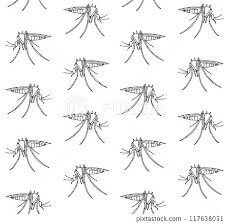 Vector seamless pattern of hand drawn mosquito 117638051